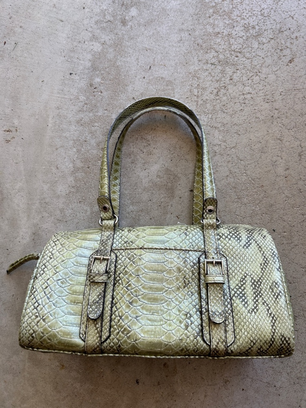 Liz Claiborne Olive Green Snake-Embossed Satchel